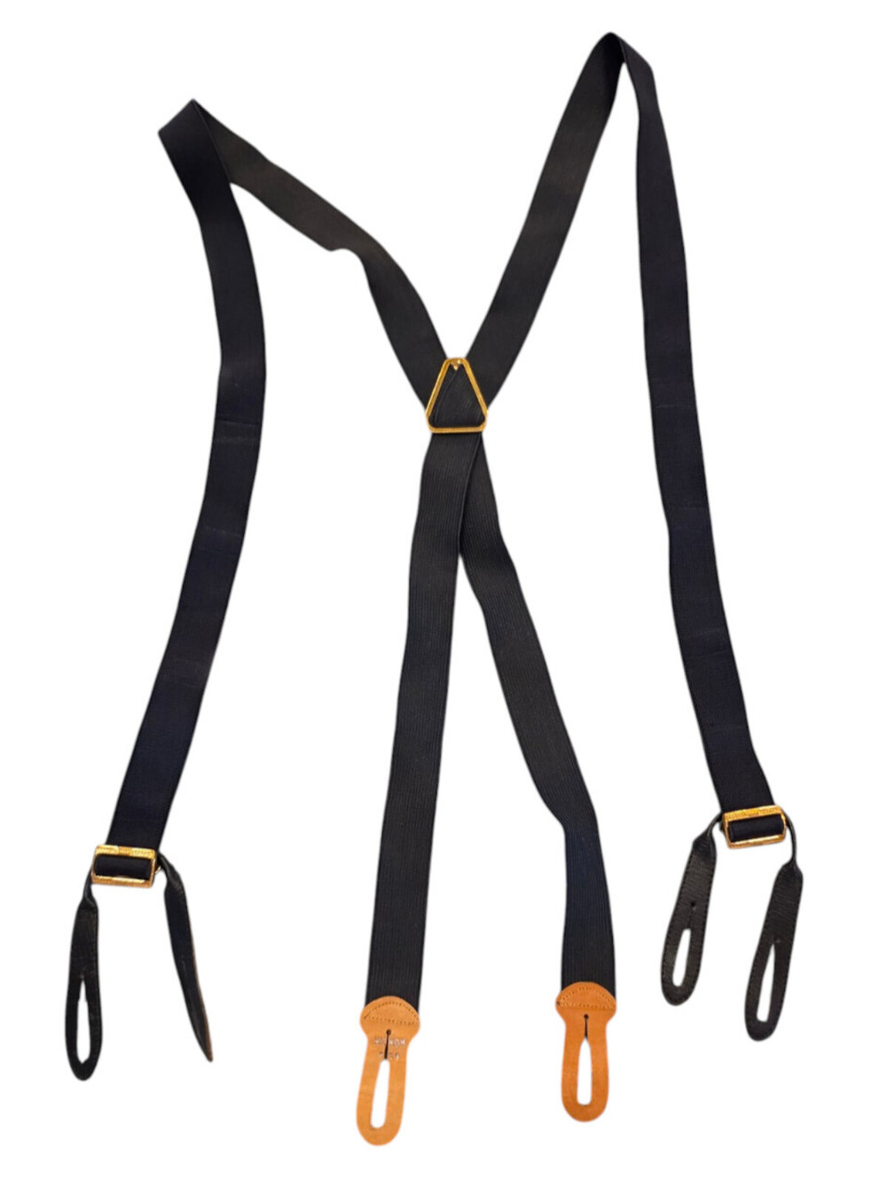 40s Vintage Hickok Men's Clip Suspenders Braces Black & Gold Skinny Rockabilly